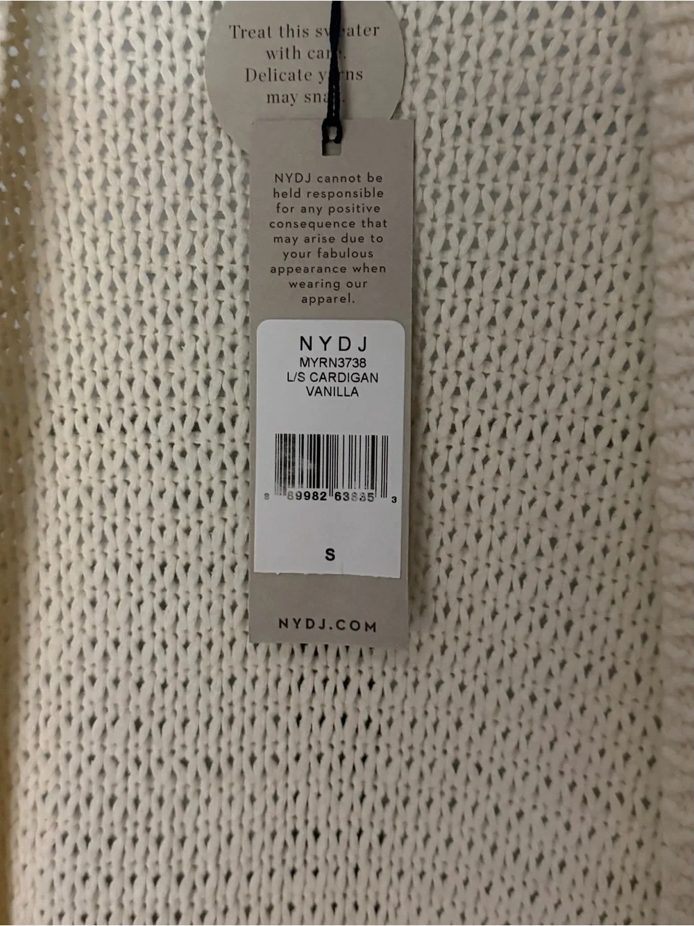 NYDJ cream cardigan S NWT